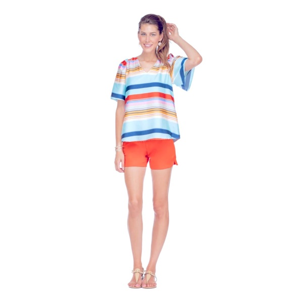 🎈🥰♥️💕ADORABLE Jade by Melanie Tam Striped Turquoise Top - Picture 1 of 3